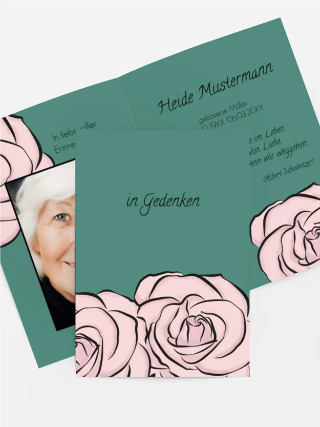 Sterbebildkarte Rosen