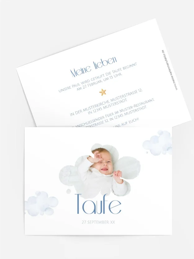 Einladungskarte Taufe In den Armen der Wolken Einladungskarte Taufe In den Armen der Wolken