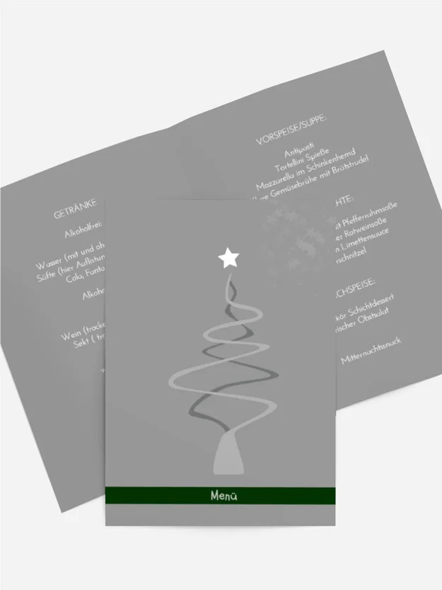 Menükarte Weihnachten Schnörkelbaum