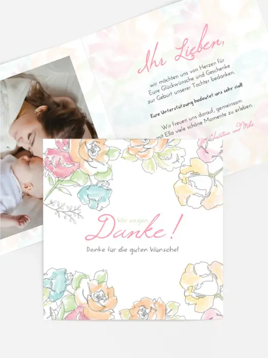 Baby Dankeskarte Aquarelllichter