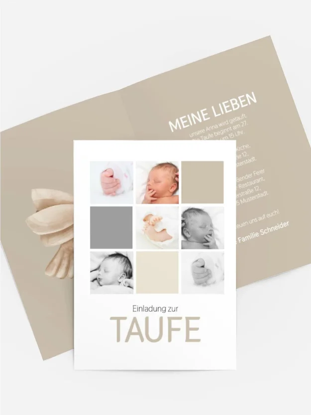 Einladungskarte Taufe Weiße Taube