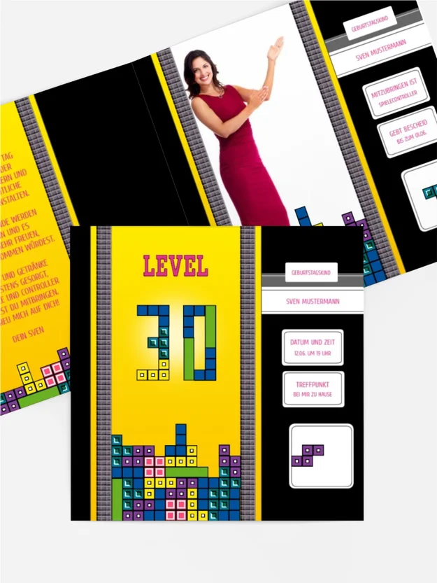 Einladung zum Geburtstag 8bit Game 30 Foto