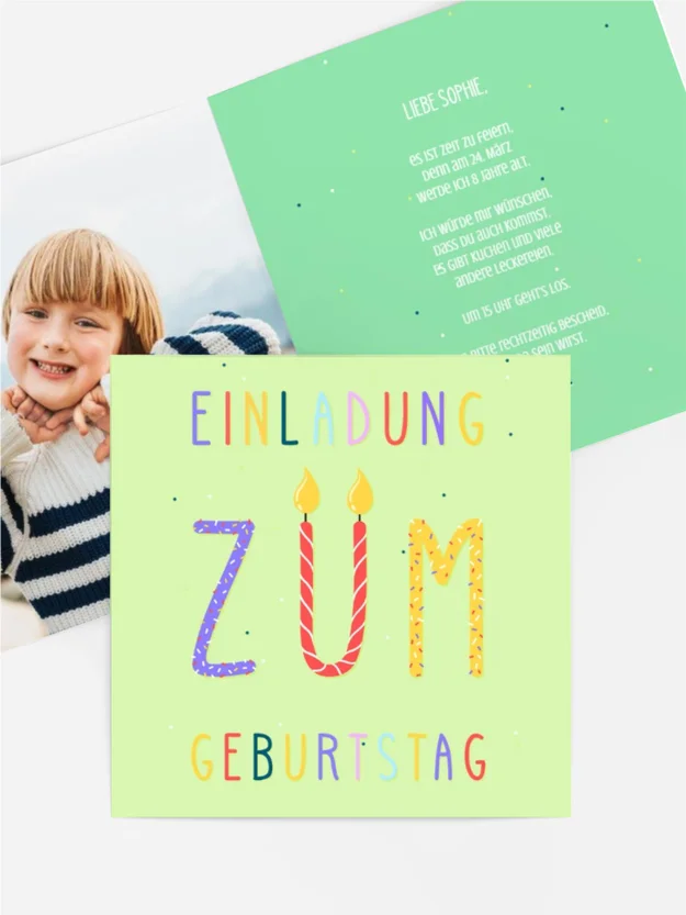 Geburtstagseinladung Bunte Kerzen