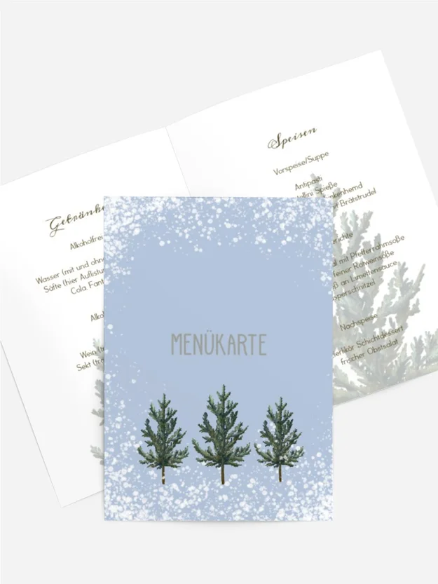 Menükarte Weihnachten  Festlicher Wald