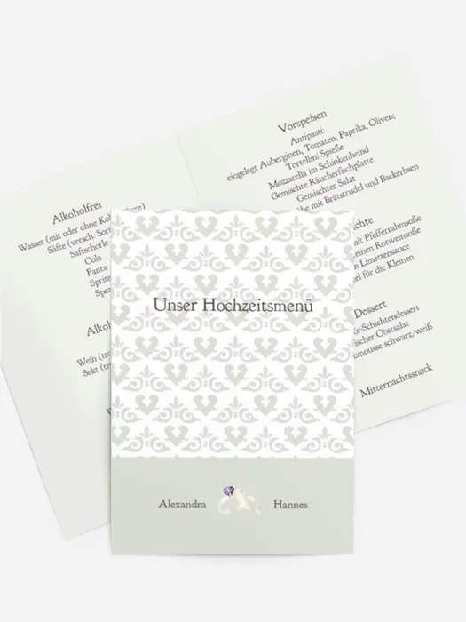 Menükarte Ornament mit Herz