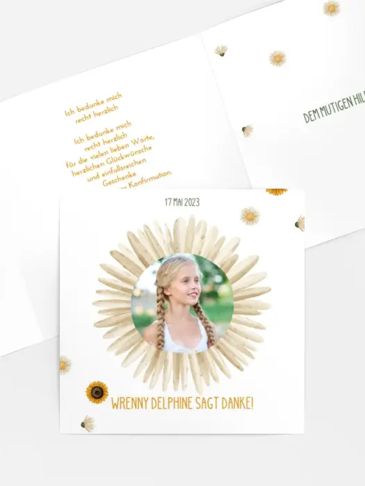 Dankeskarte Konfirmation Helle Blumen