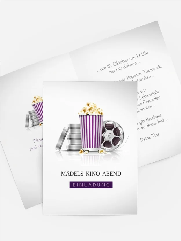 Einladungskarte zum Geburtstag Kinoabend