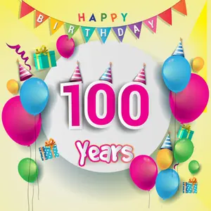 Einladungskarten zum 100. Geburtstag auf Untergrund in weiß
