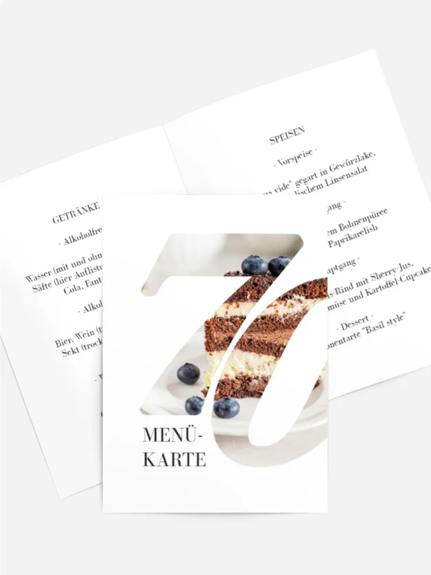 Menükarte Geburtstag überraschend klar