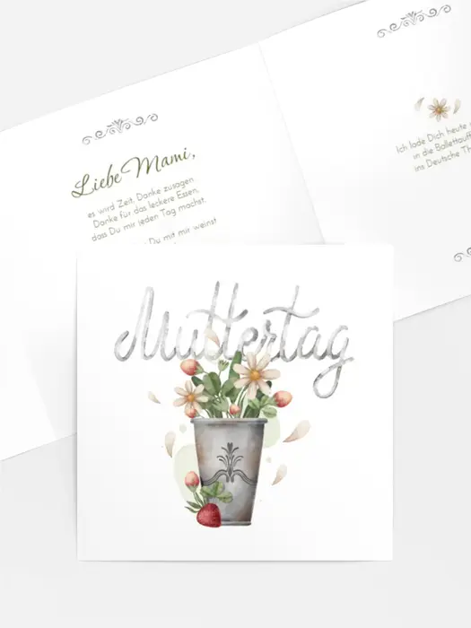 Grußkarte zum Muttertag Erdbeer-Bouquet-Komposition