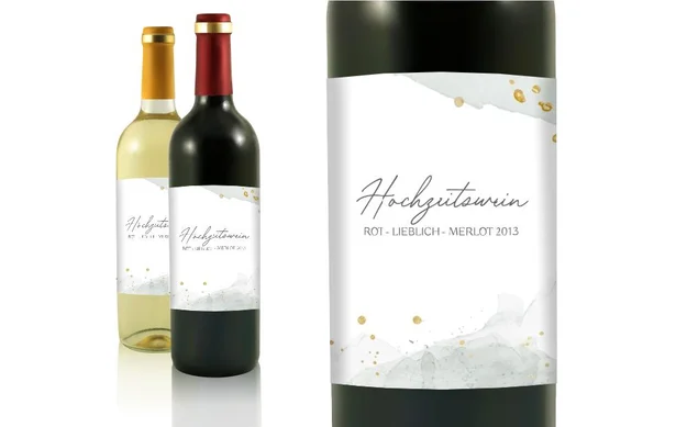 Hochzeit Flaschenetiketten Grüner Nebel