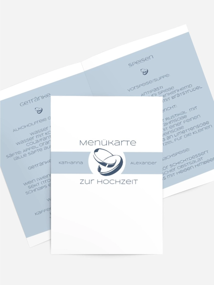 Menükarte Hochzeit Ringeband