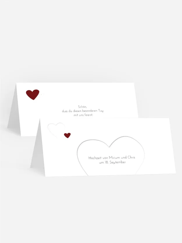 Tischkarte Herzform