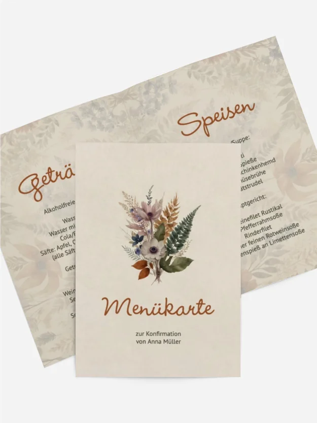 Menükarte Konfirmation Heilende Lichter
