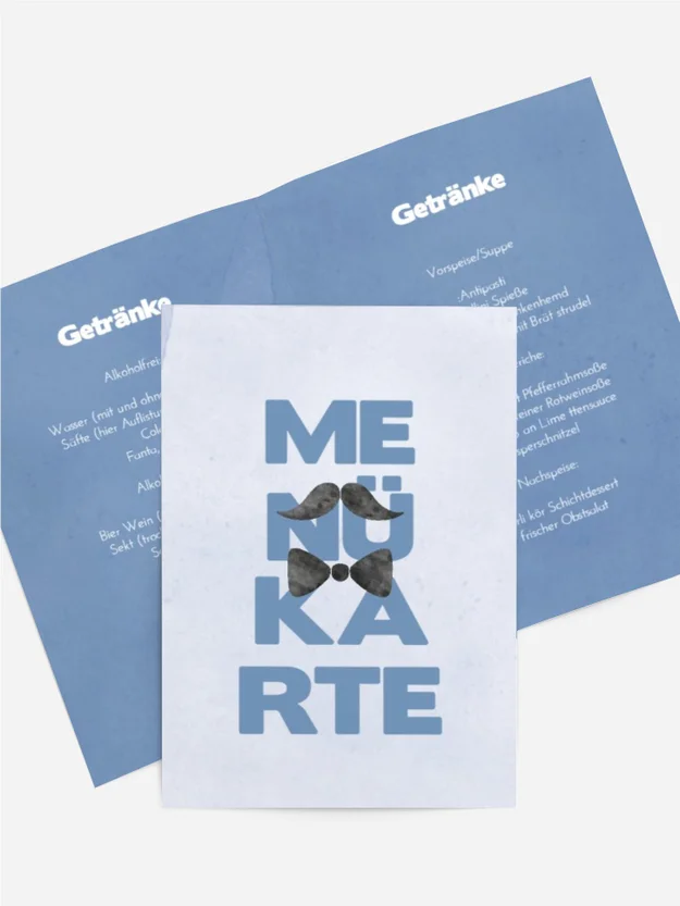 Menükarte Geburtstag  Festlicher Schnurrbart