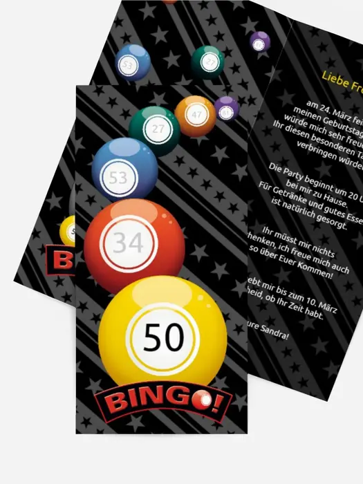 Einladung zum Geburtstag Bingo 50 Foto