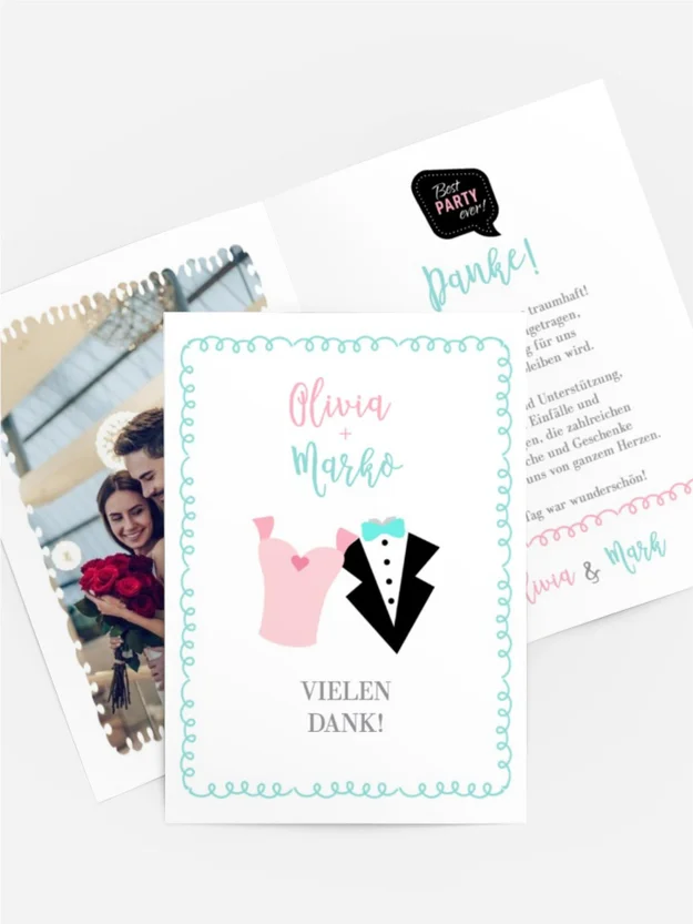 Dankeskarte Champagner im Auto Dankeskarte Champagner im Auto