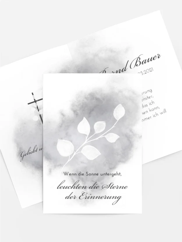 Sterbebildkarte Zweige im Nebel