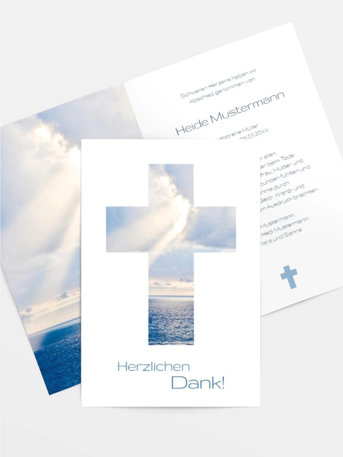 Trauerdanksagung Himmelskreuz hoch