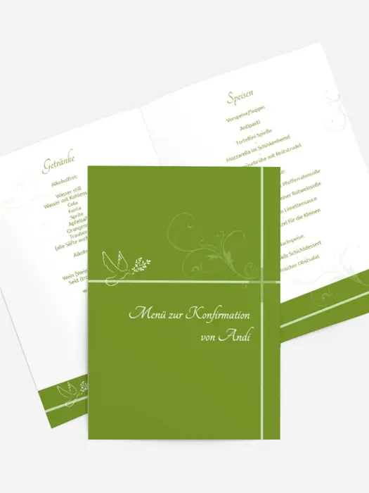 Menükarte zur Konfirmation floral Menükarte zur Konfirmation floral