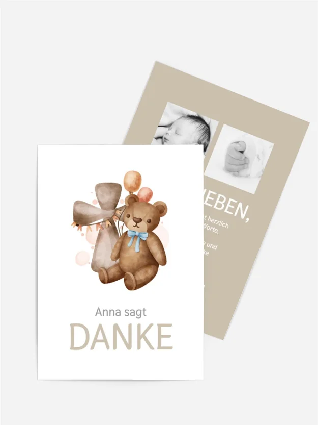 Dankeskarte Taufe Neugeborener Vogel