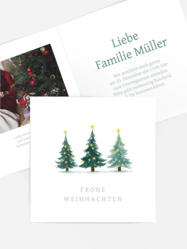 Einladung Weihnachten Drei Weihnachtsbäume