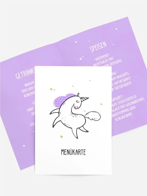 Menükarte Geburtstag Einhorn