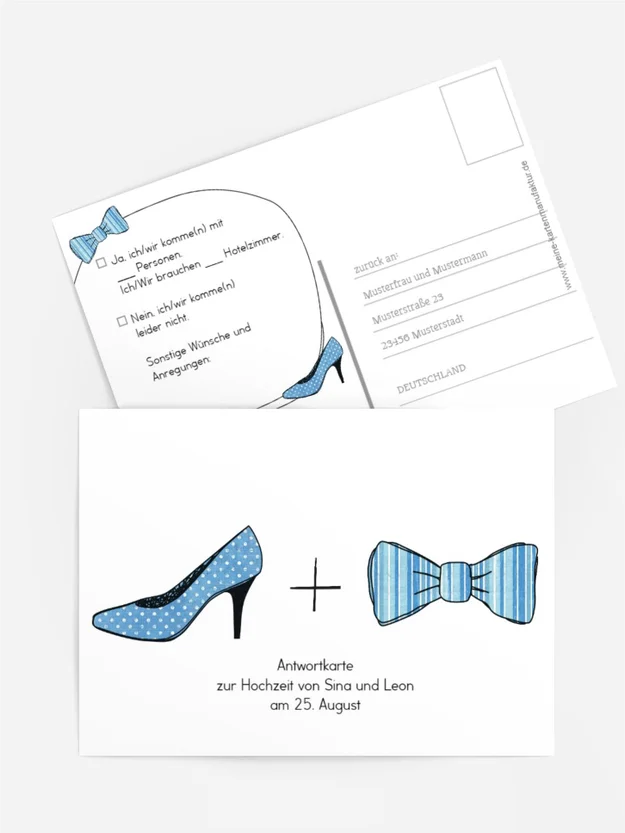 Antwortkarte High Heel und Fliege Antwortkarte High Heel und Fliege
