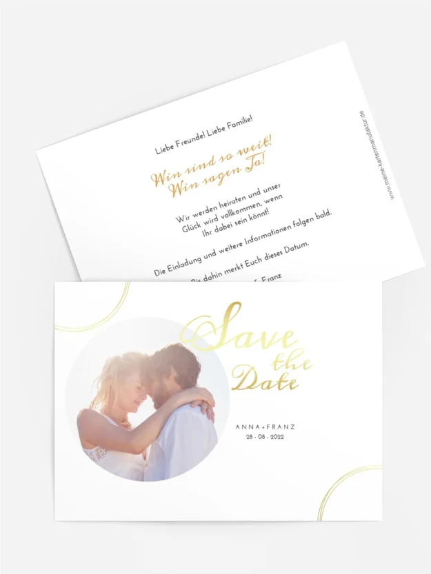 Goldener Kreislauf Save-the-Date Karte