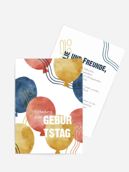 Geburtstagseinladung  Luftballons fliegen