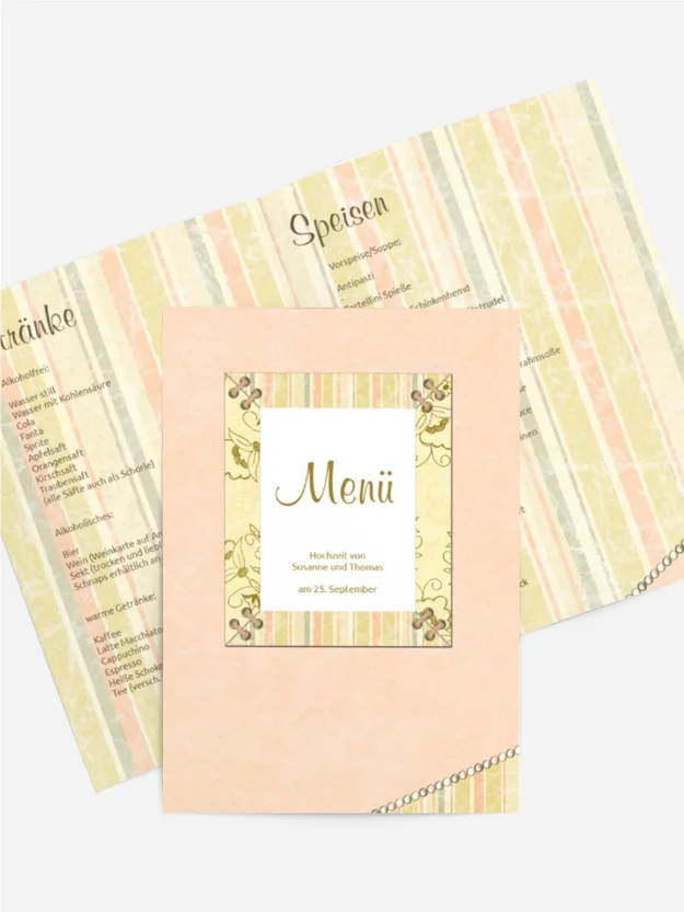 Menükarte Bund fürs Leben