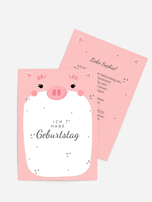 Geburtstagseinladung Schweinchen Bauch