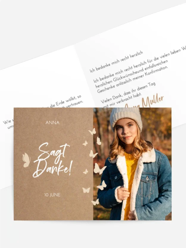 Dankeskarte Konfirmation Magische Schmetterlinge