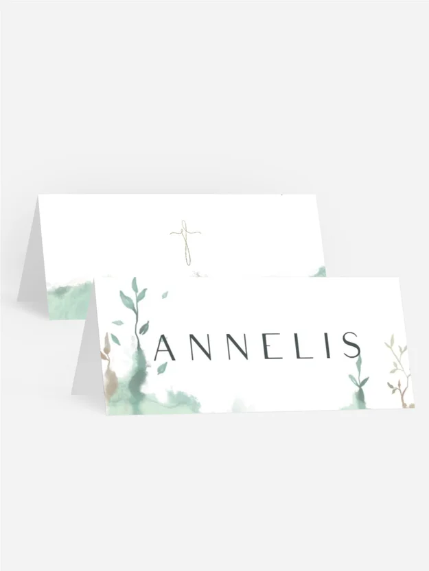 Tischkarte Taufe Aquarell Natur Tischkarte Taufe Aquarell Natur