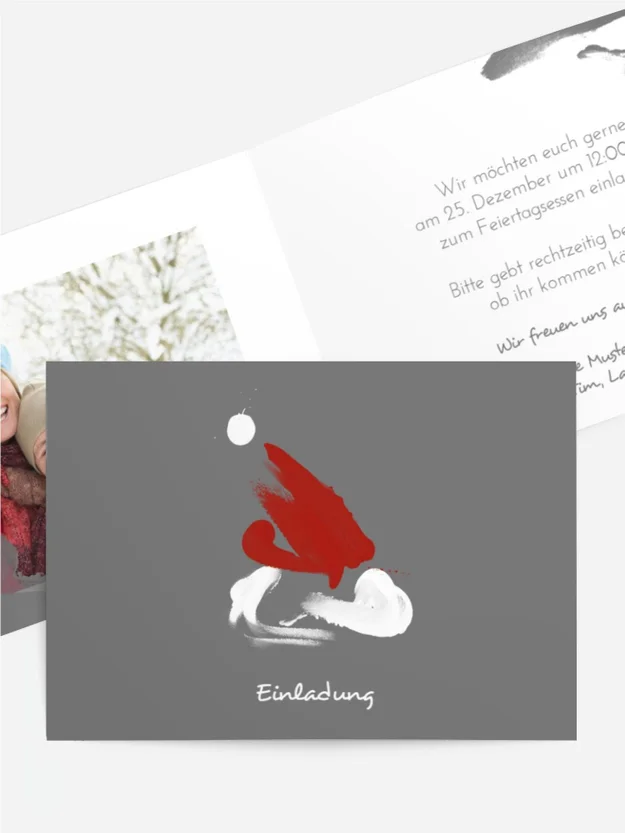 Weihnachts Einladungskarte privat Farbenmütze