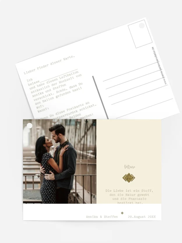 Ballonflugkarte Glitzerschrift