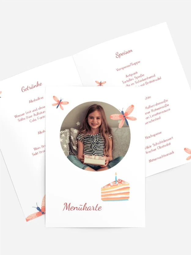 Menükarte Geburtstag Libellentraum