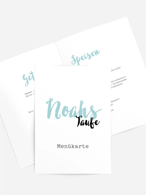 Menükarte Taufe Kleine Pfoten
