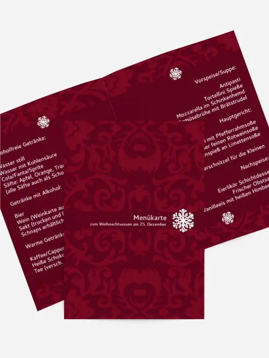 Weihnachten Menükarte Flocke