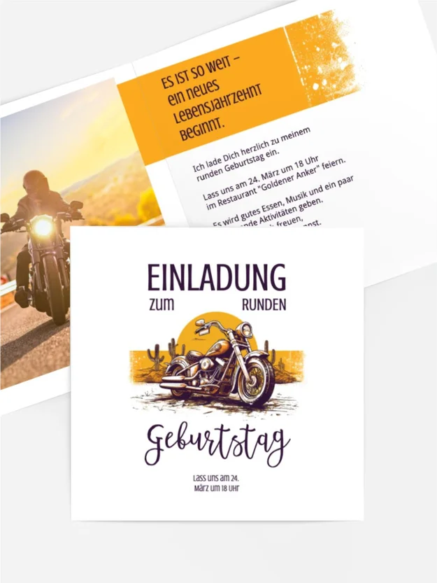 Geburtstagseinladung Moto-Reise
