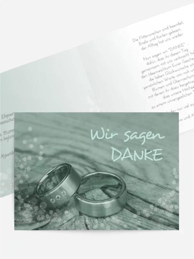 Dankeskarte Hochzeit "Eheringe 2"