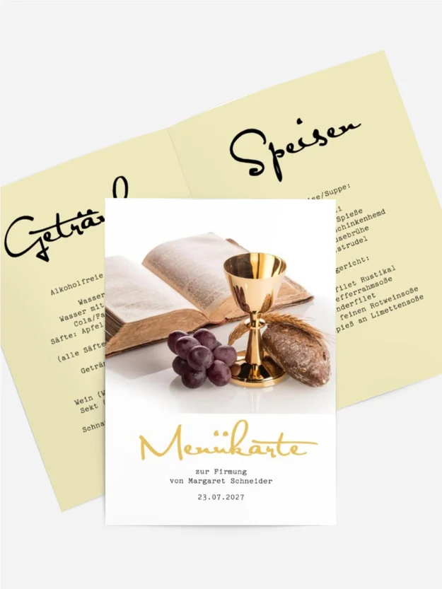 Menükarte Firmung Viel Glück Junge