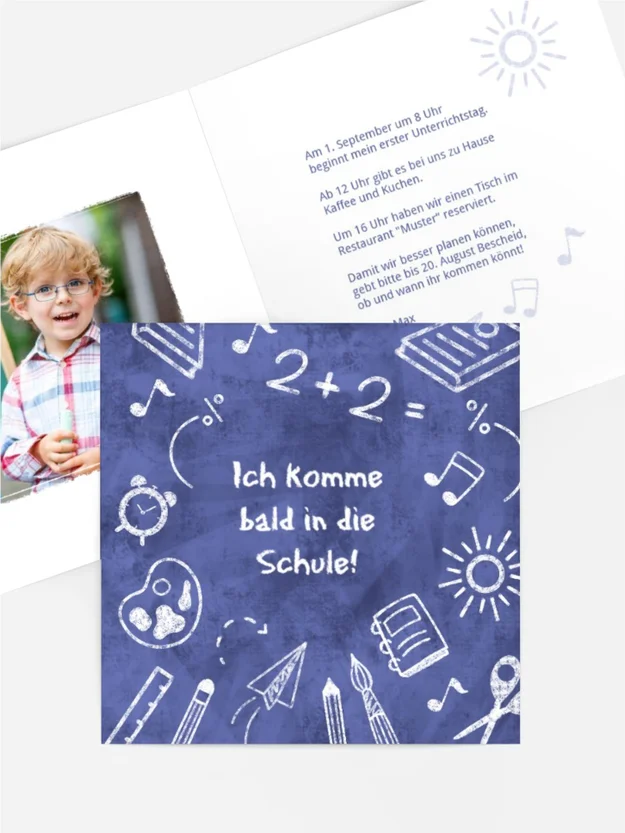 Einladungskarte Einschulung 2plus2