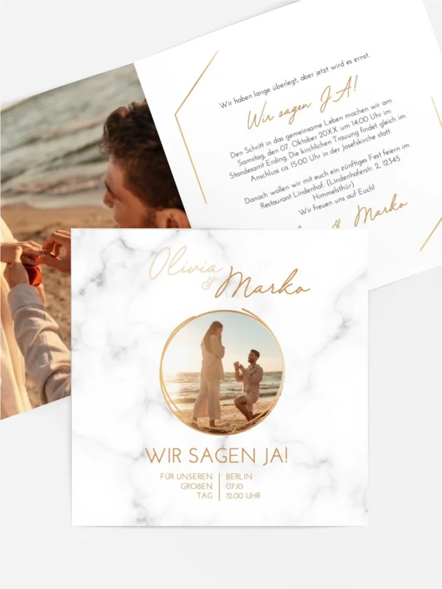 Hochzeitseinladung Marmorkiste