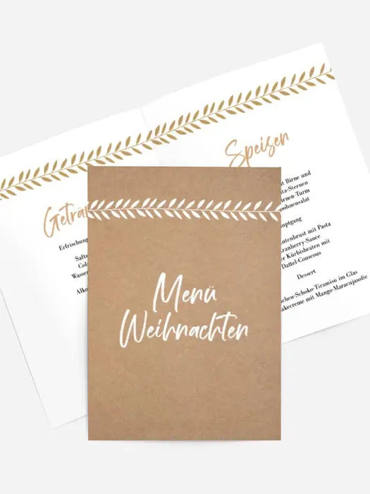 Menükarte Weihnachten Blattgirlande