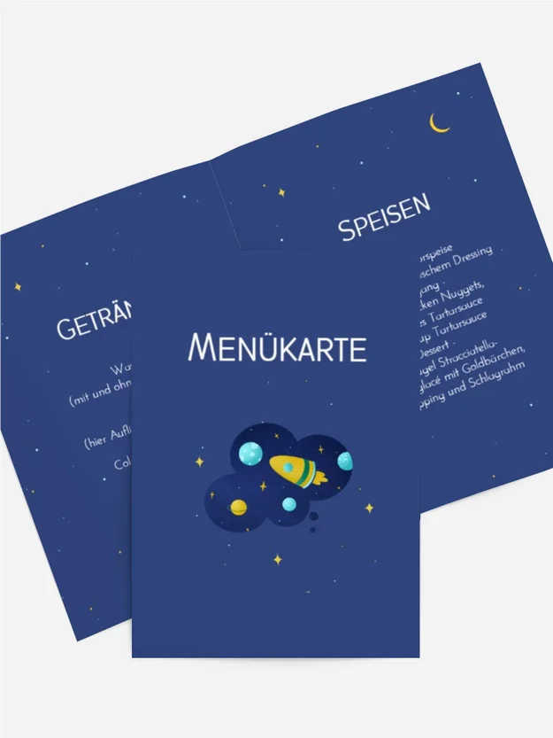 Menükarte Geburtstag Der zukünftige Astronaut Menükarte Geburtstag Der zukünftige Astronaut