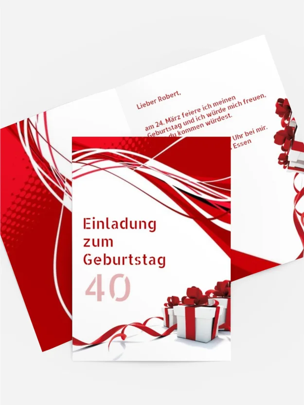 Geburtstagseinladung Schleifenband 40