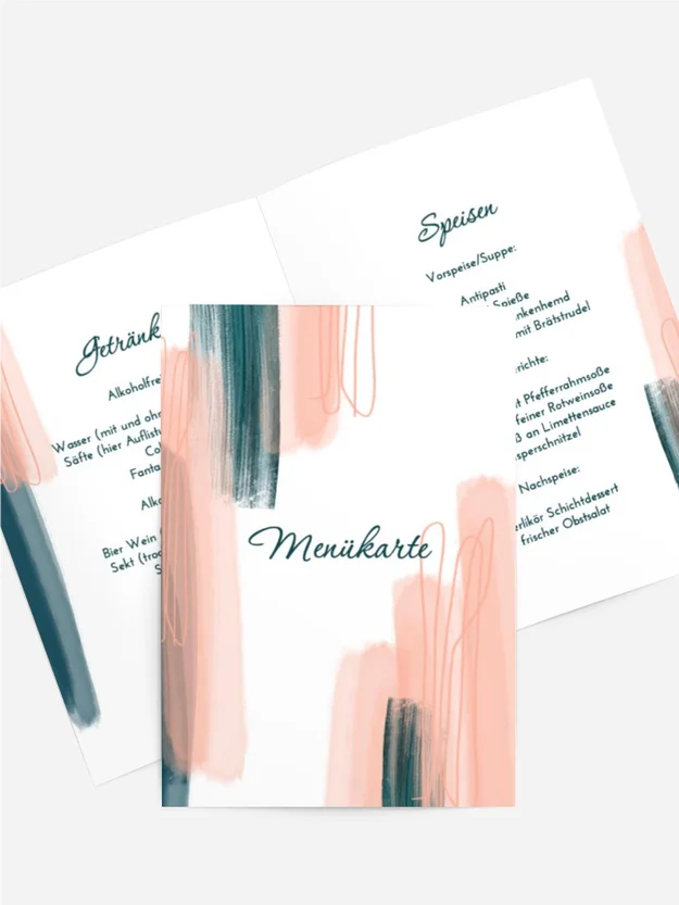 Menükarte Geburtstag Farbstriche