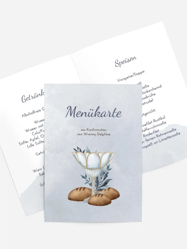 Menükarte Konfirmation Pflanzenkarte