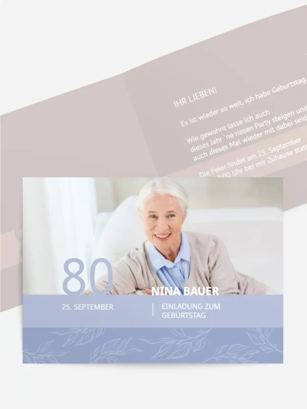 Geburtstagseinladung Helle Blätter